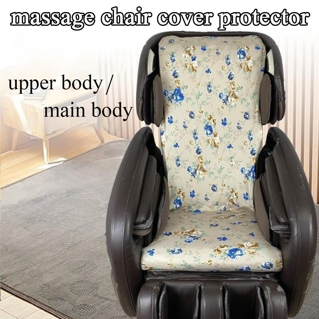 MKKBOB Massage Chair Cover Pet Protector,Massage Cover for Chair Stretch Fabric Washable Removable Shield Universal Massage Chair Seat Cover Recliner Slipcovers (Color : Flower 4, Size : Upper Body)