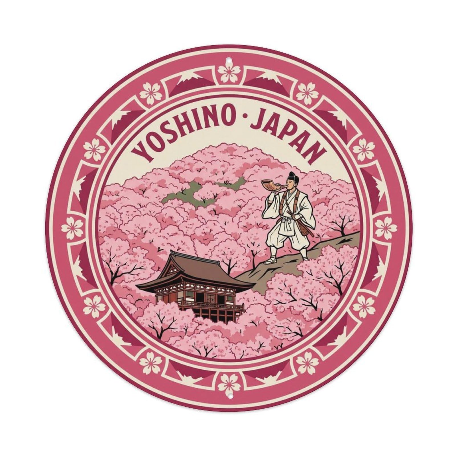 Yoshino Cherry Blossom Mountain Flower Travel Metal Tin Sign