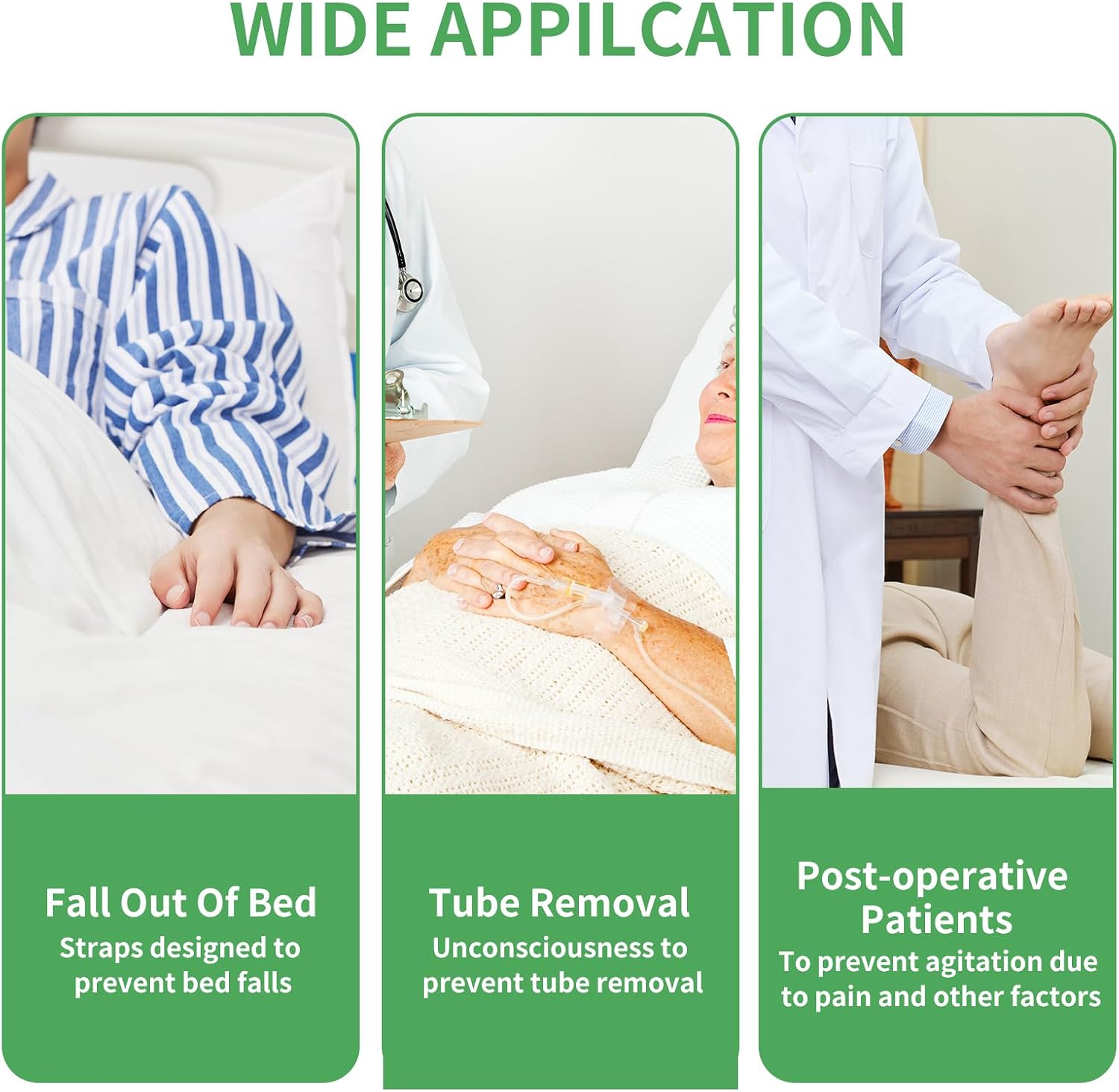 Patient Medical Restraints, Hospital Bed Wrist Strap, Patient Ankle Straps for Bed Safety Rails, Hospital Bed Restraint for Hand, Feet, Ankle or Arm, Limb Holders, Medical Bondaged Restraints