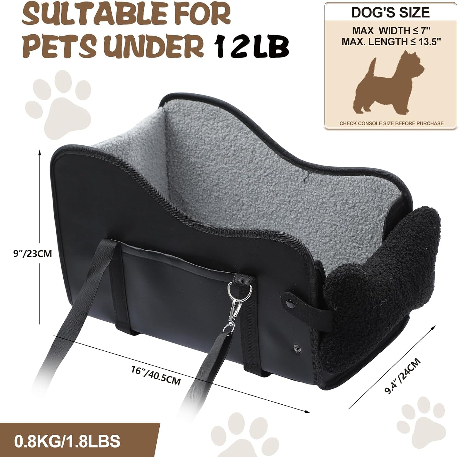 REDCAMP Asiento de coche para perros pequeños, plegable y portátil, color