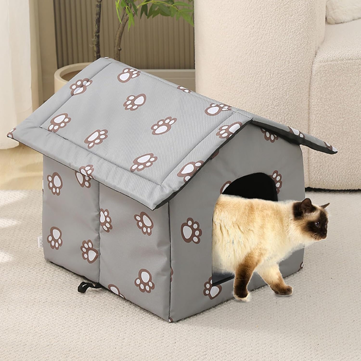 review Outdoor Pets Shelter Ferall, Insulated Water Resistant Cat House, Windproof Den Kity Condo Outside, Covered Pet Feline Cozy, Retreat Hideaway Enclosed Pet Kennel for Cats Dogs Sturdy Winter Safety