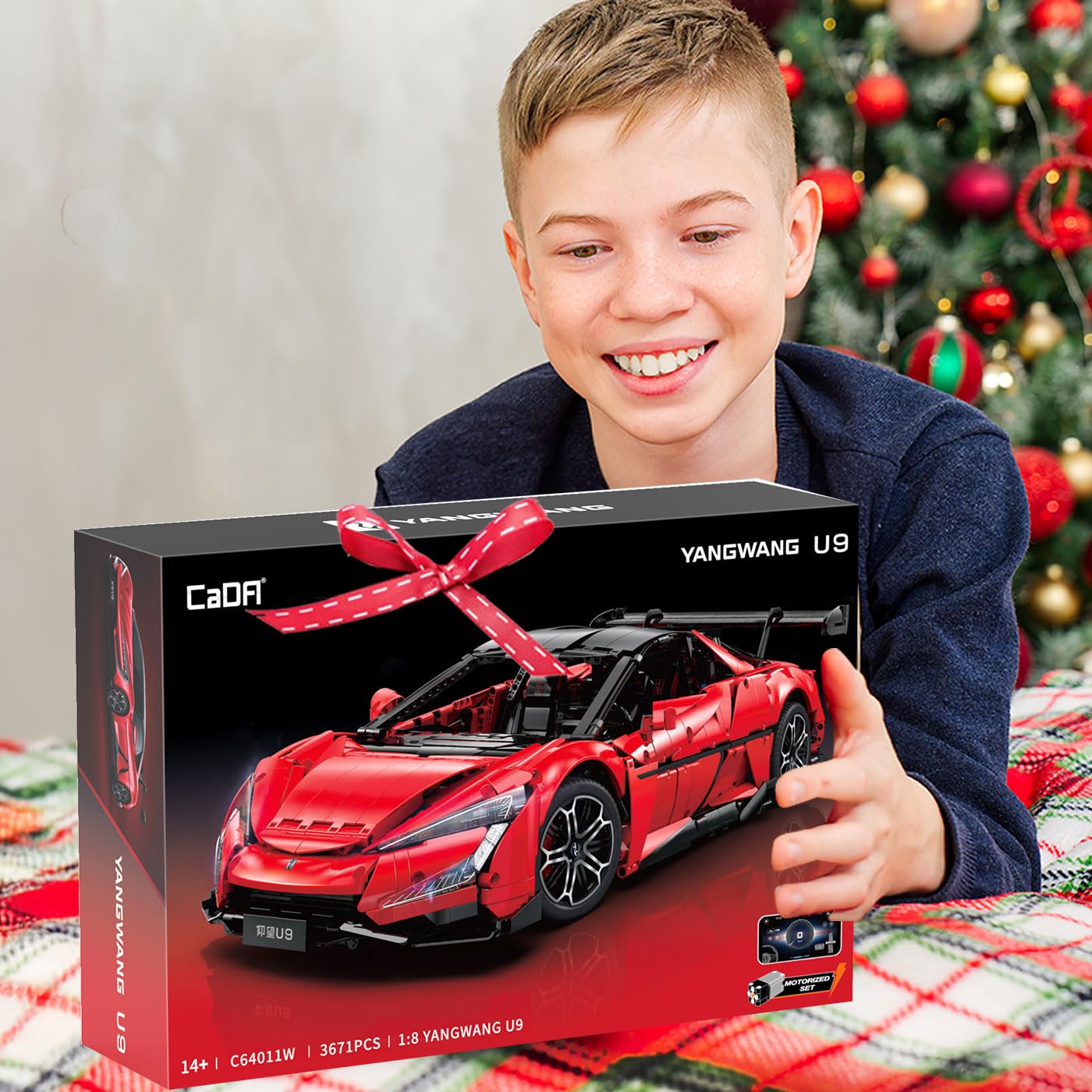 JAMARA 402924 CADA YangWang U9 1:8 rosso 2,4 GHz mattoncini RC per auto da corsa, modellino di auto sportive, telecomandato, controllo tramite app