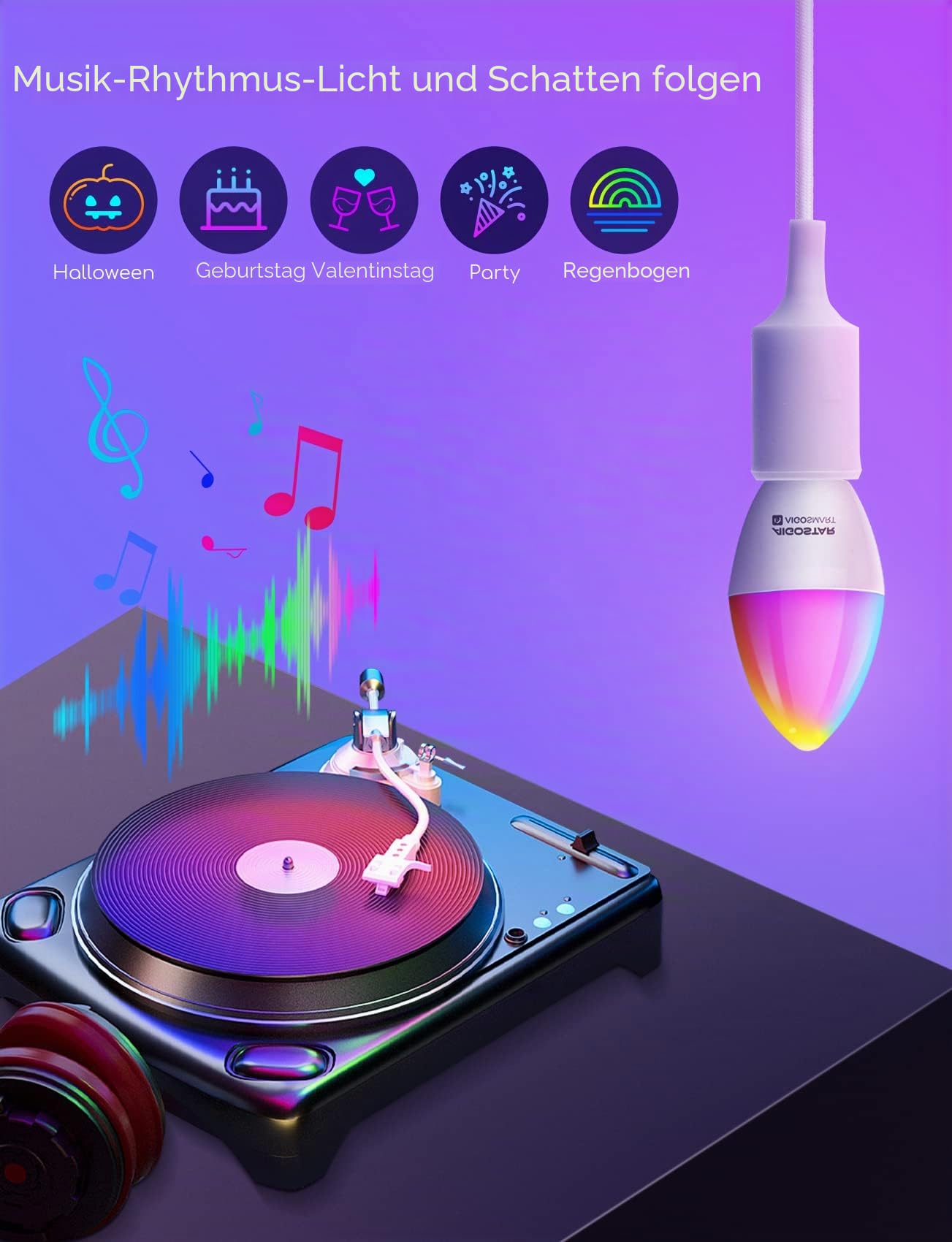 Aigostar Alexa Glühbirne E14 SL2 Smart Lampe 6.5W WLAN Lampe LED RGBCW 2700-6500K Dimmbare, Mit Musik synchronisieren, App Steuern Kompatibel mit Alexa/Google Home, Kein Hub notwendig, 6 Stücke.