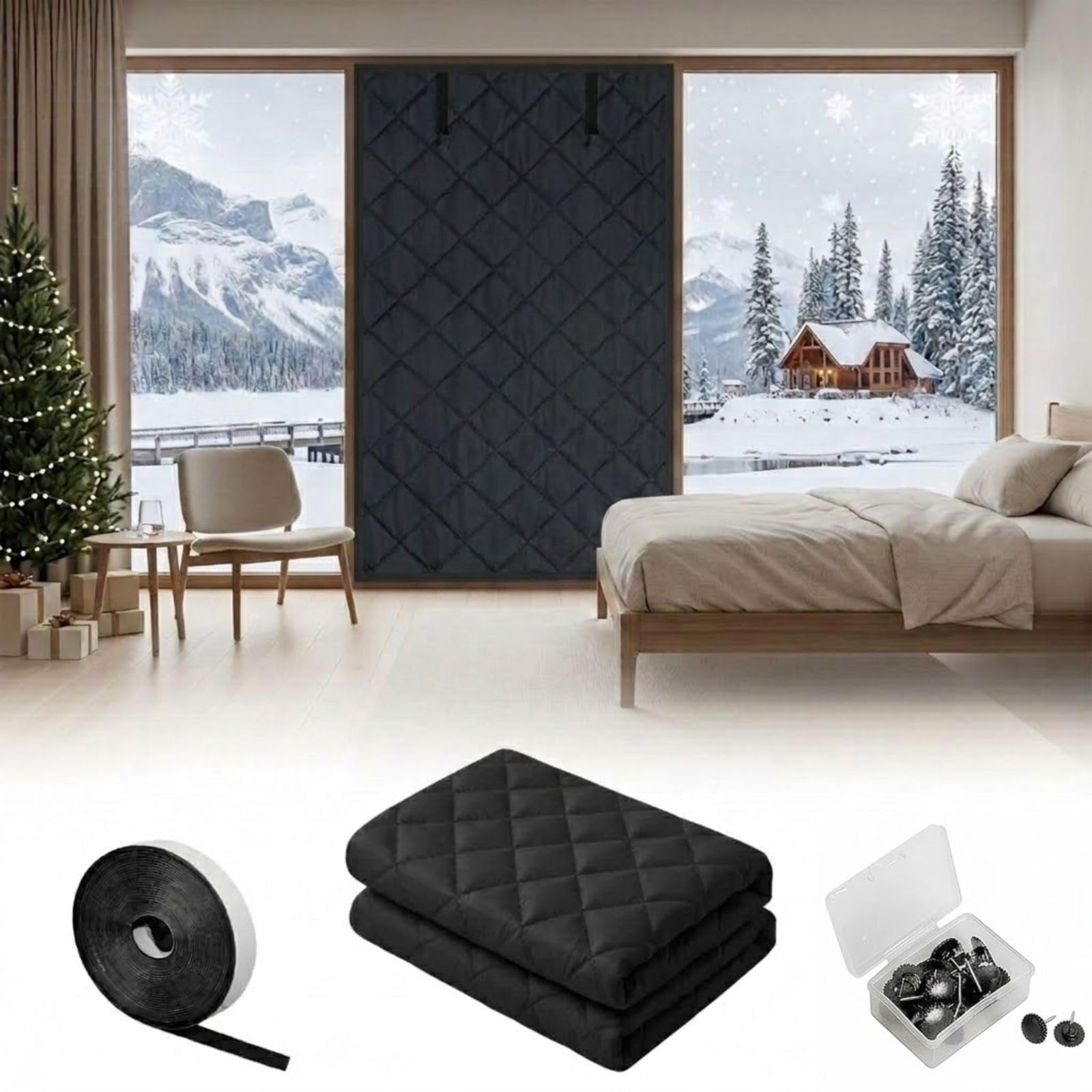 50x50-300x220cm Isolant Thermique Fenêtre, Rideau Thermique Anti Froid