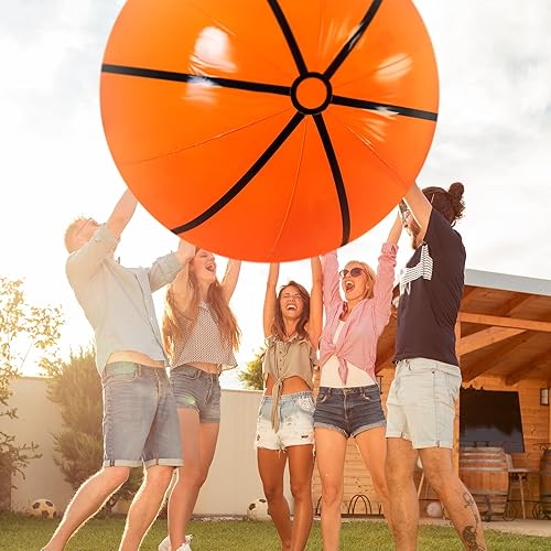 Miniatura 10 de Meooeck 2 pelotas inflables gigantes de béisbol de 40 pulgadas para playa, pelotas deportivas inflables de béisbol blanco, juegos de piscina