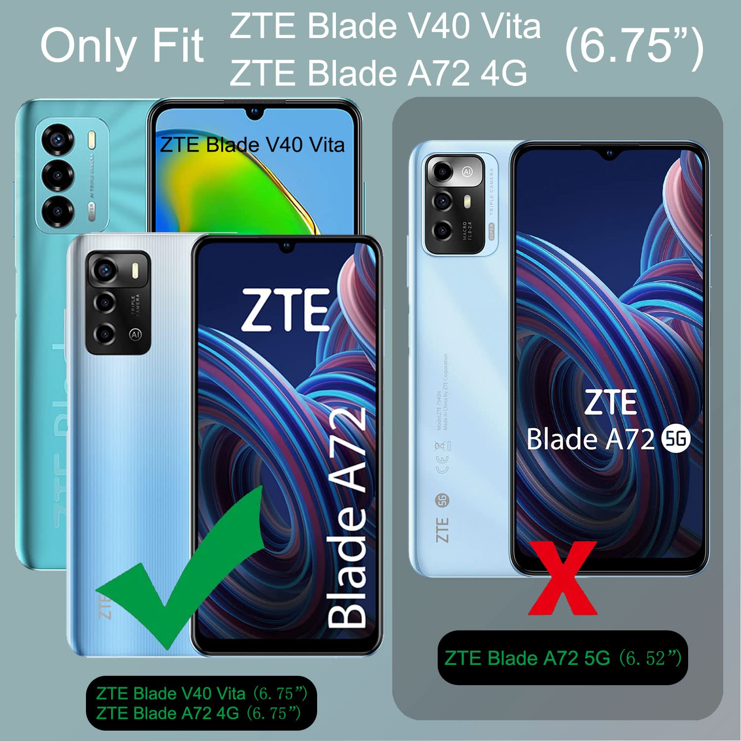WUACYEAMING Funda Protectora Para ZTE Blade A72/V40 Vita, Suave Y Esmerilado Negro Mate TPU Ultrafina Y Elegante Funda Protectora Contra Caídas, Antideslizante, Bonito Diseño De Delfín