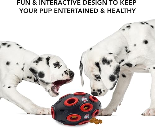 Miniatura 2 de Pets First NCAA Ohio State Buckeyes Football Treat Dispensing Toy for Dogs and Cats, Rubber Ball Dog Toy, Interactive Fun Dog Treat Toy, Natural