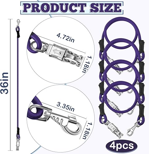 Miniatura 2 de Paquete de 4 lazos cruzados elásticos para remolques de caballo, cuerdas elásticas a granel con broches para accesorios de remolque de caballos, 36