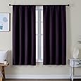 RYB HOME Bedroom Curtains Blackout - Light Block Energy Efficiency Small Window Treatment Drapes for Kitchen Dining Baby Nursery Morden Decor, W 42 x L 63 inch, Plum, 2 Panels