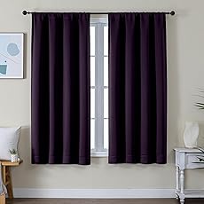 RYB HOME Bedroom Curtains Blackout - Light Block Energy Efficiency Small Window Treatment Drapes for Kitchen Dining Baby Nursery Morden Decor, W 42 x L 63 inch, Plum, 2 Panels