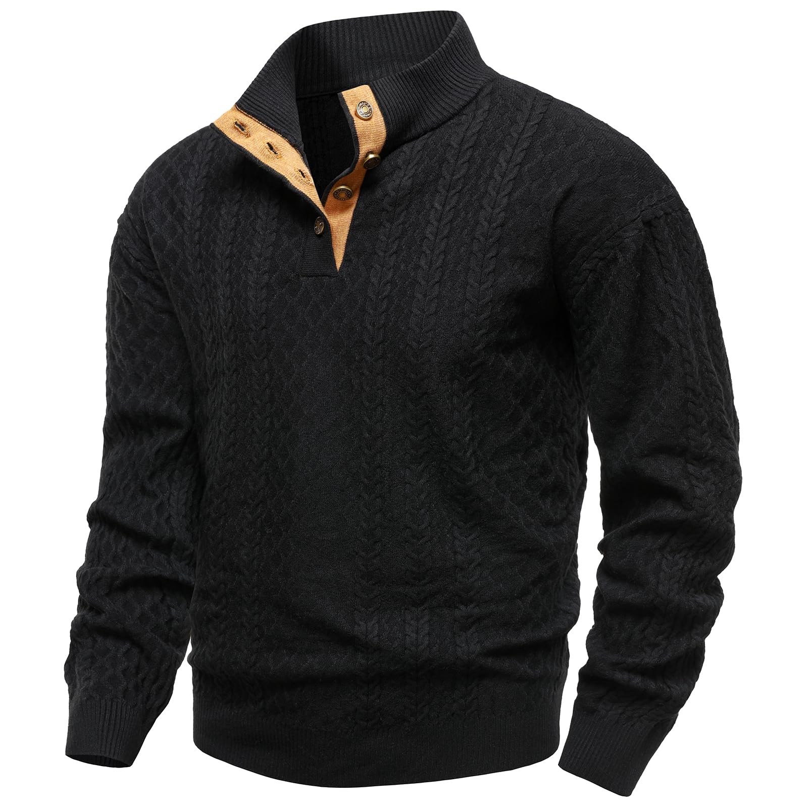 Pull col montant homme tricoté en maille structurée haut de gamme - 8