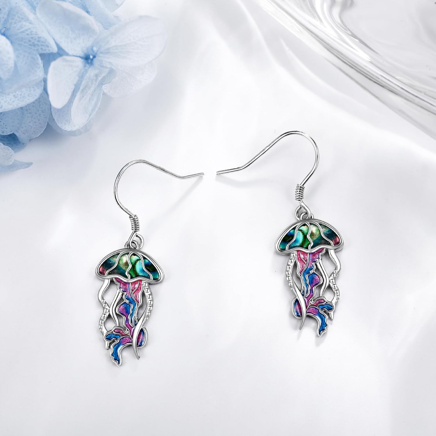 Ocean Earrings 925 Sterling Silver Jellyfish/Lobster/Seahorse Dangle Drop Earrings Abalone Shell Crawfish Sea Jewelry Mothers Gifts for Women Mom Grandma - Image 5
