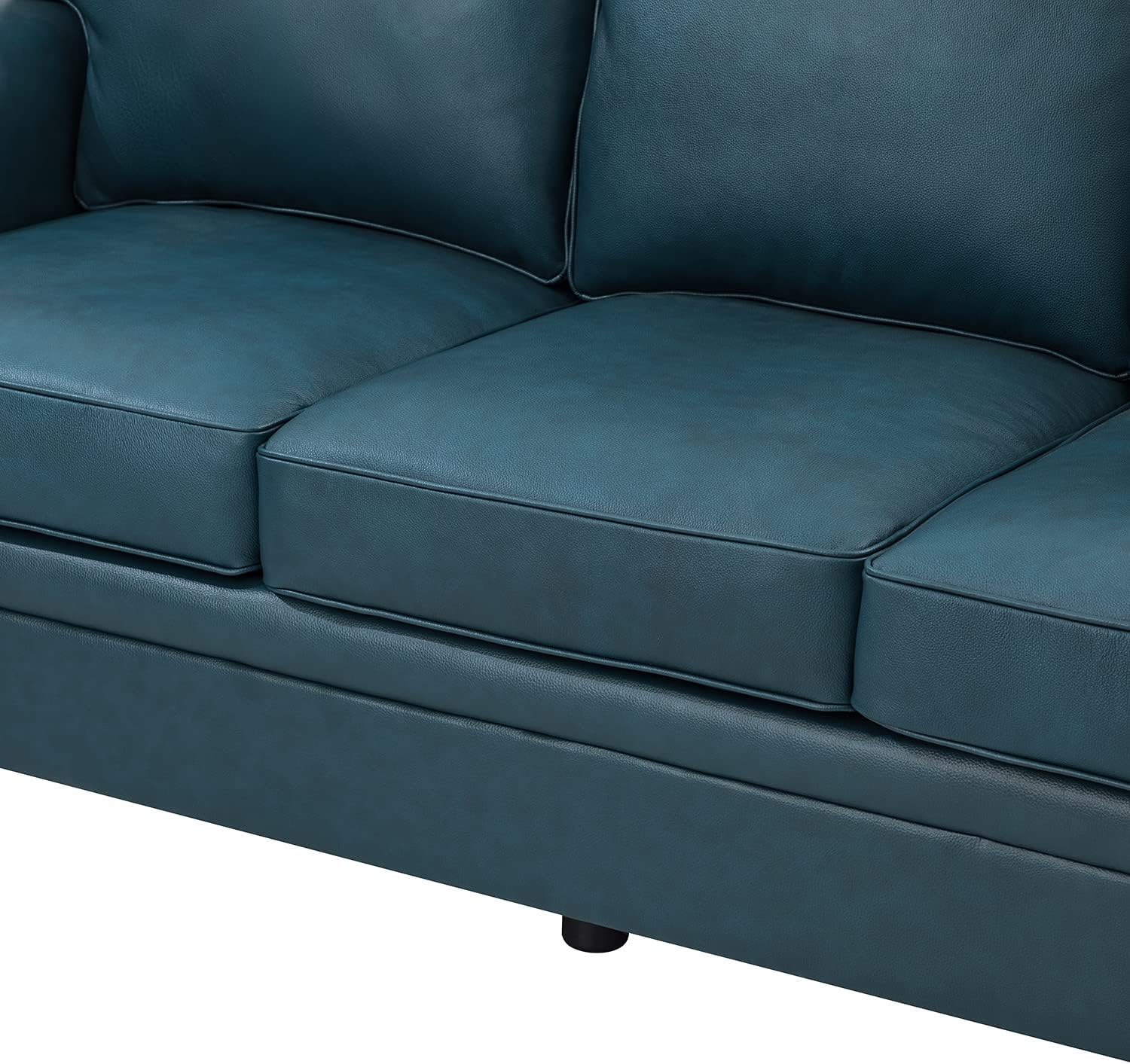HULALA HOME Leather Loveseat Sofa Set, Faux Leather 2-Seater and 3-Seater Sectional Sofa with Nailhead Trim & Solid Wooden Legs, Modern Loveseat Sofa Couches Set for Living Room [Turquoise]