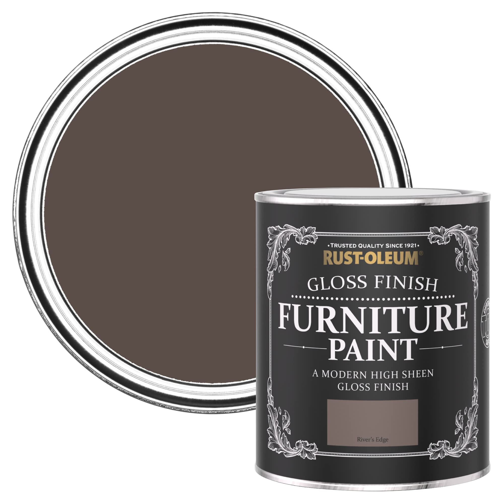 Rust-Oleum Brown Furniture & Skirting Board Paint in Gloss Finish - River's Edge 750ml