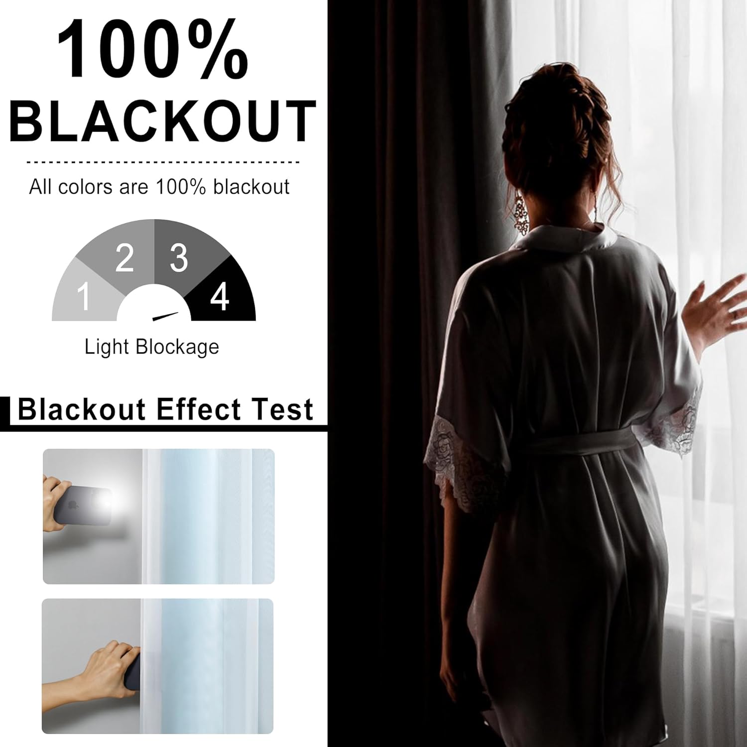 XWZO 100% Blackout Curtains with Sheer Overlay, Double Panel Grommet Thermal Insulated Privacy Curtains with Black Liner for Bedroom, Living Room, 2 Panels with Tiebacks, 70x84, Turquoise
