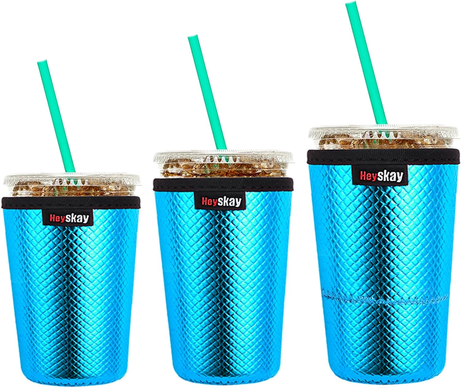 HEYSKAY Insulated Coffee Cup Sleeves Reusable Neoprene PU Leather Universal Iced Coffee Sleeve for Hot Cold Drinks Beverage Cooler Sleeve Coffee Koozies 16-32OZ for Starbucks Dunkin Coffee and More