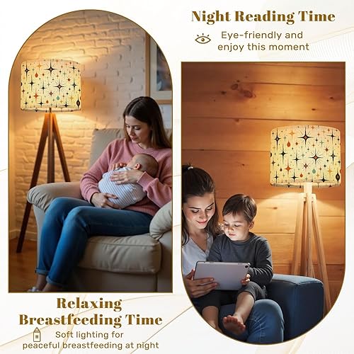 Miniatura 4 de Lamp Shades Set of 2 Mid Century Fifties Modern Retro Luxurious Graphic Print Colors Drum Lamp Shades for Table Lamps Floor Lamps Pendant Light