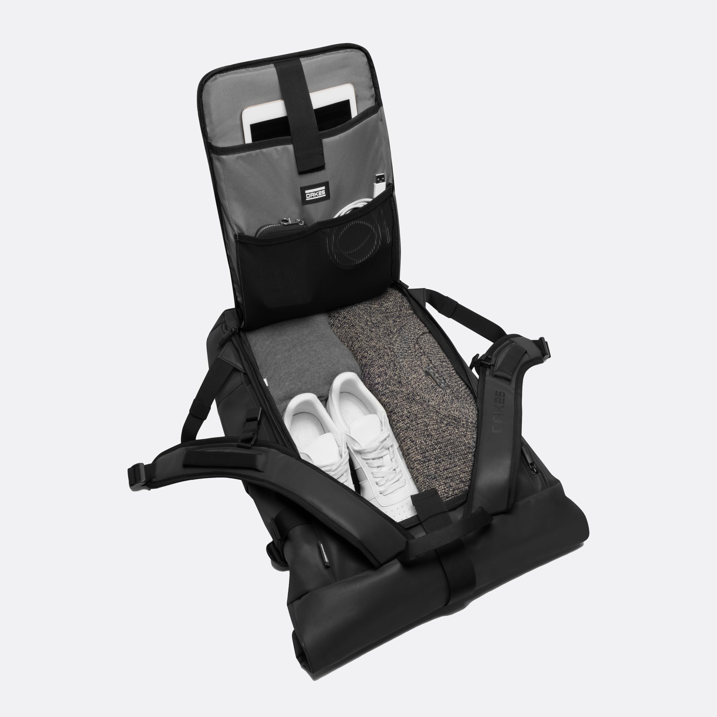 OAK25 Mochila Reflectante para Mujeres y Hombres - Luminite Rolltop - Rolltop Backpack para Trabajo Moto Bicicleta - Compartimento para Portátil hasta 16 Pulgadas - Reflective Daypack 23L