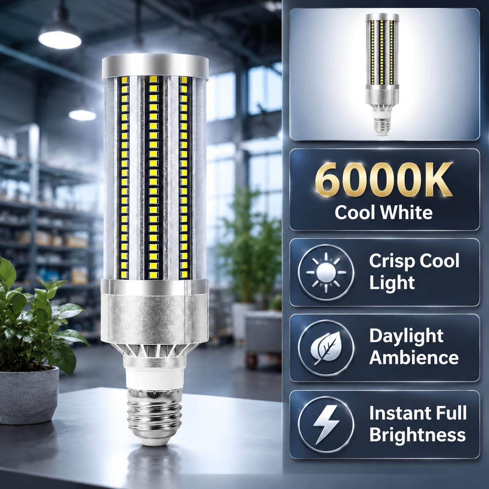 Bombilla LED maíz E27 35W 4200LM 6000K Luz fría Luminosidad No Regulable