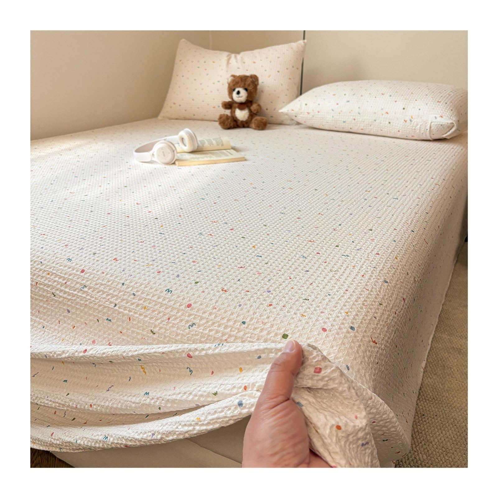 Drap de lit plat respirant 200x270cm en coton gaufré pour des nuits d'été fraîches