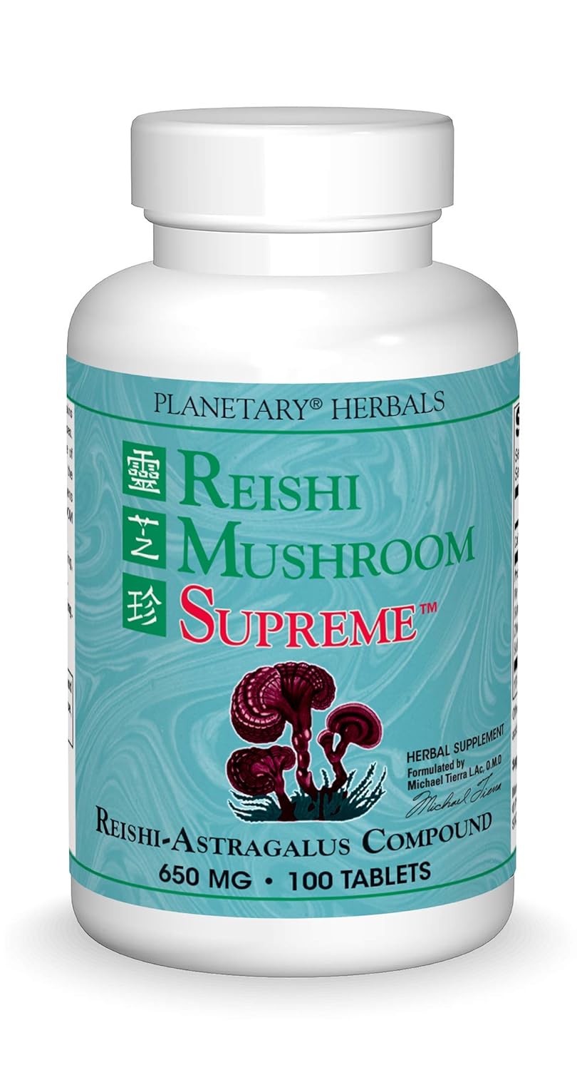  Planetary Herbals Reishi Mushroom Supreme Tablets 650 mg - 100 Contém para Saúde e Bem-Estar