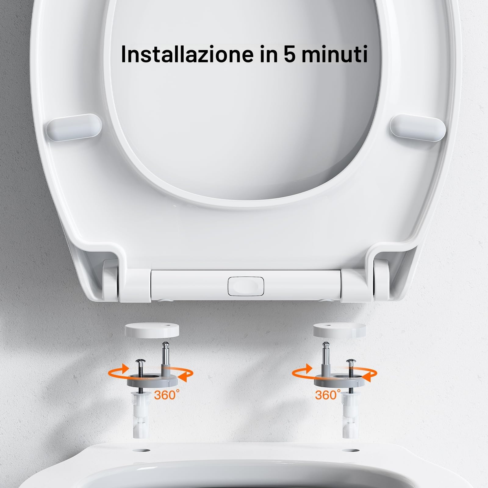 Sedile WC copriwater universal, Urea-Formaldeide Chiusura Ammortizzata tavoletta wc con Sgancio Rapido a un Pulsante