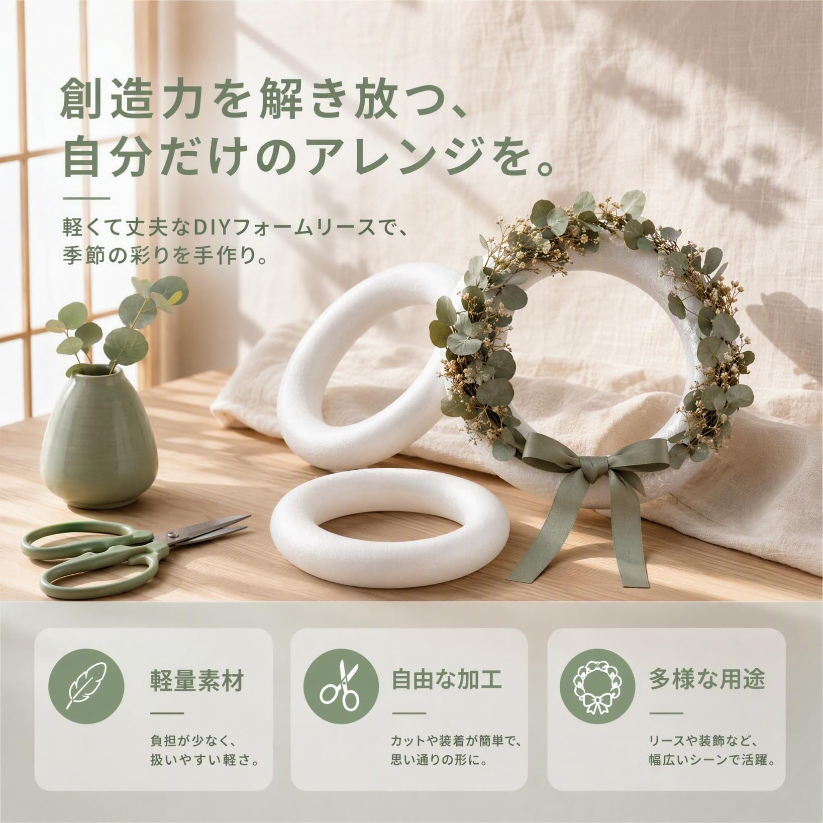 Amazon.co.jp: Beavorty 発泡スチロール リング 手作りキット リース