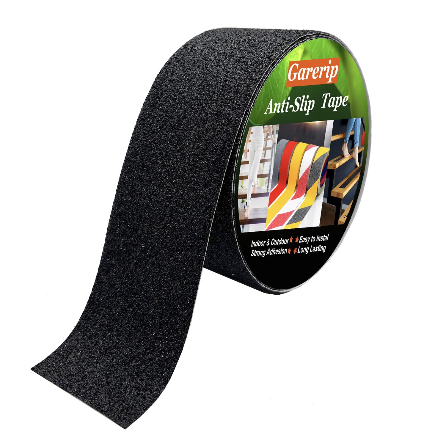 Black Anti Slip Traction Tape, 2 Inch x 16.4 Feet, Non-Slip Grip Adhesive Tape for Indoor or Outdoor Stair, Tubs, Boats, Factory, Warehouse, Safety Grip Tape Non Skid Roll for Stairs Steps
