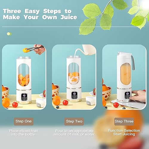 Miniatura 7 de Batidora portátil con puerto de carga USB-C, licuadora portátil compacta personal, adecuada para batidos, jugos, viajes, gimnasio, potente licuadora