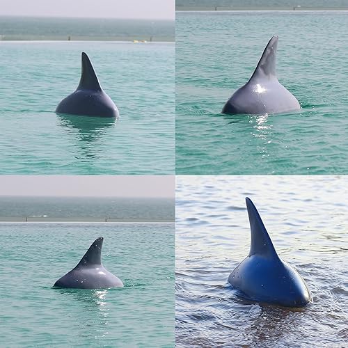 Miniatura 4 de Shark Fin - Barco de simulación de barco a control remoto, flotación de agua, 2.4 GHz 15 KmH, barco eléctrico a control remoto, motores dobles,