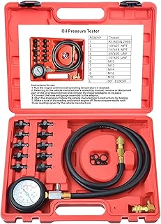 Engine Fuel Oil Pressure Tester Tool Engine Cylinder Oil Pressure Gauge Kit Diagnostic Oil Test Set with Adapters