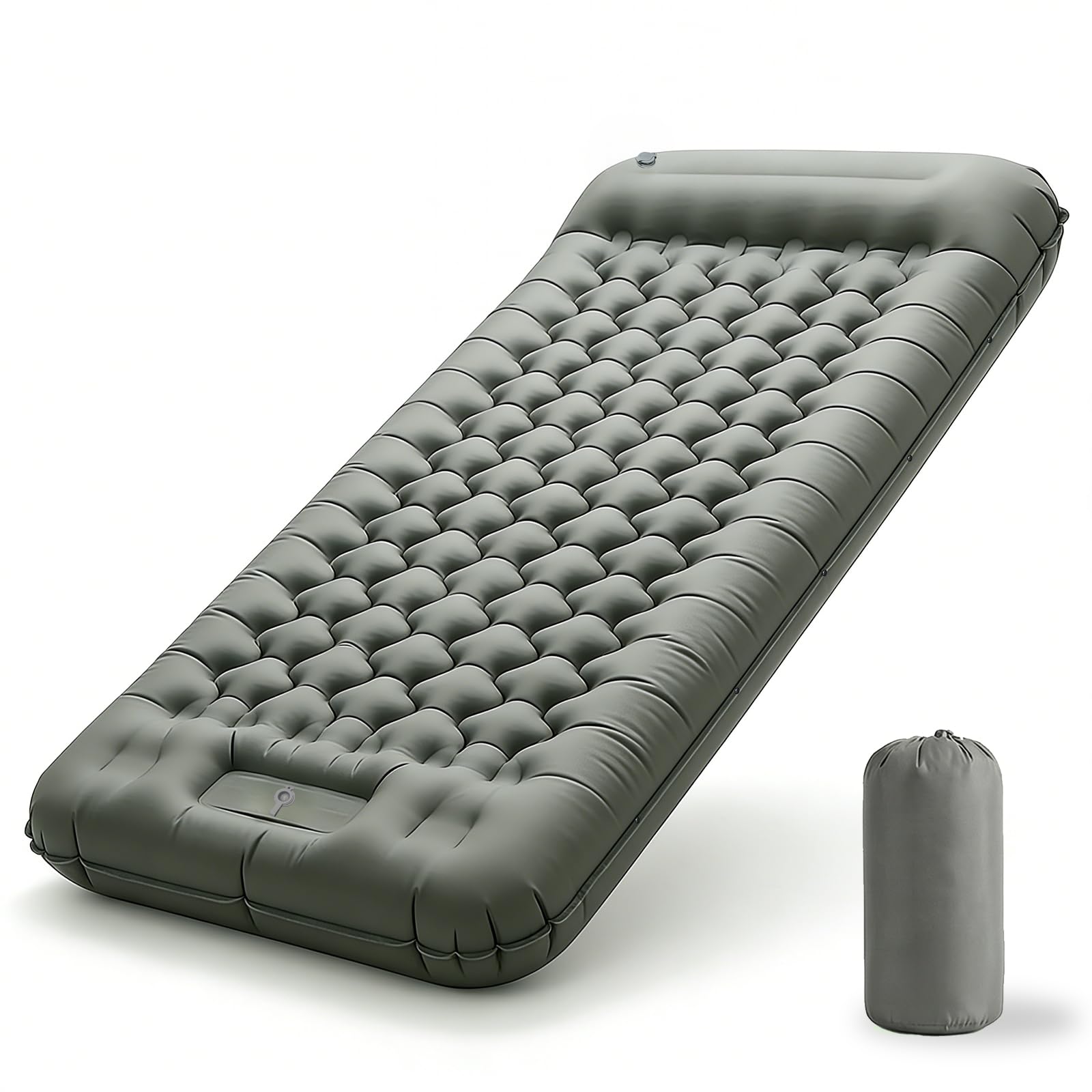 Materasso Gonfiabile Extra Spesso e Extra Largo, Materasso da Campeggio con Pompa a Piedi, Leggero e Durabile per Outdoor Camping (Grigio)