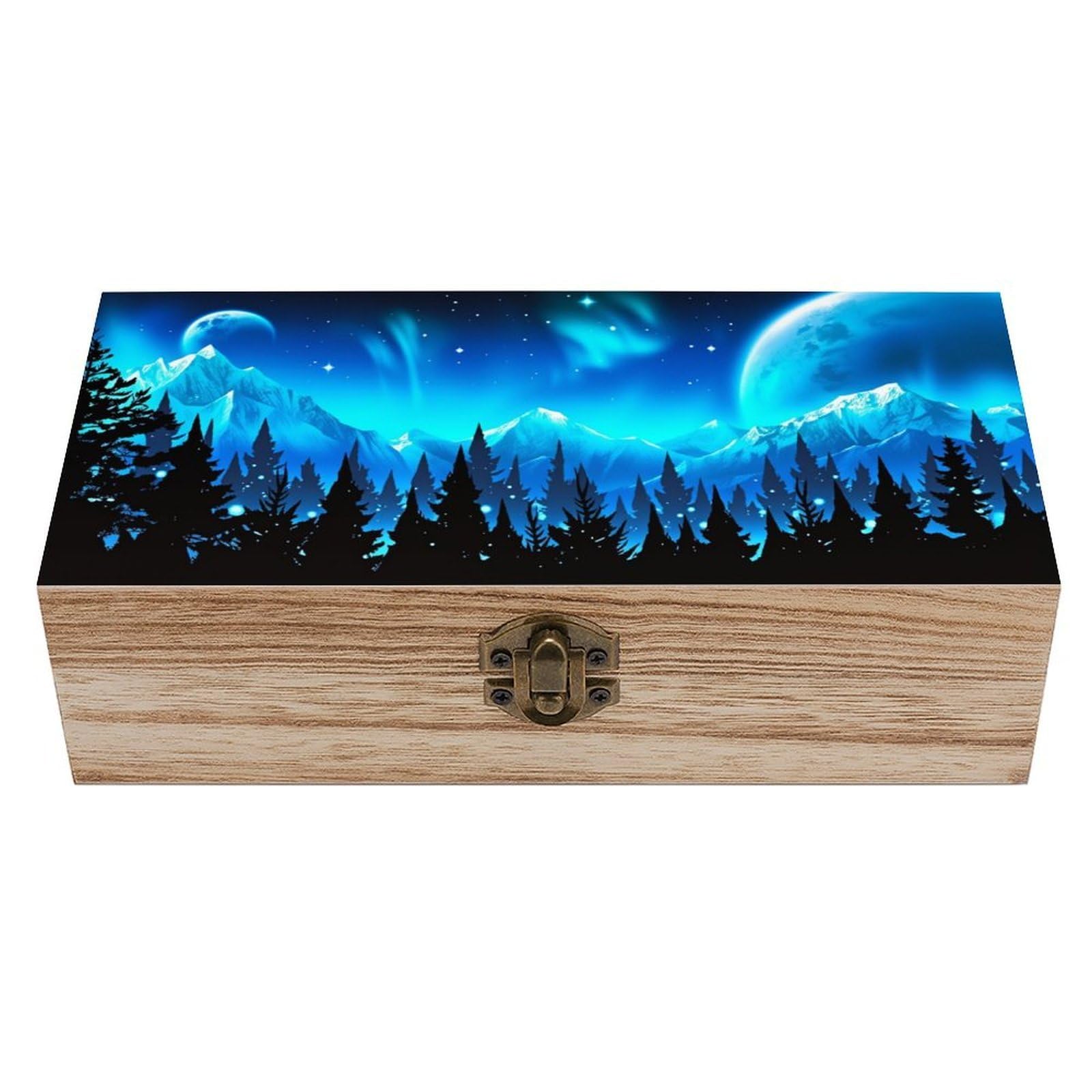 asbwuo Moon Mountain Vintage Wooden Keepsake Box