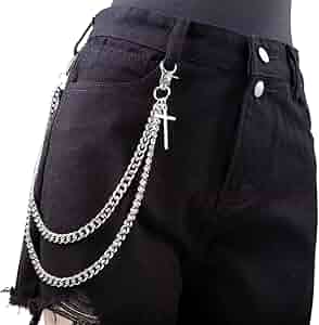 【関税・送料込】Unique multiple strap and charm pants chain Amazon.com: Pants Chain for Women Men Y2K Star Silver Jean