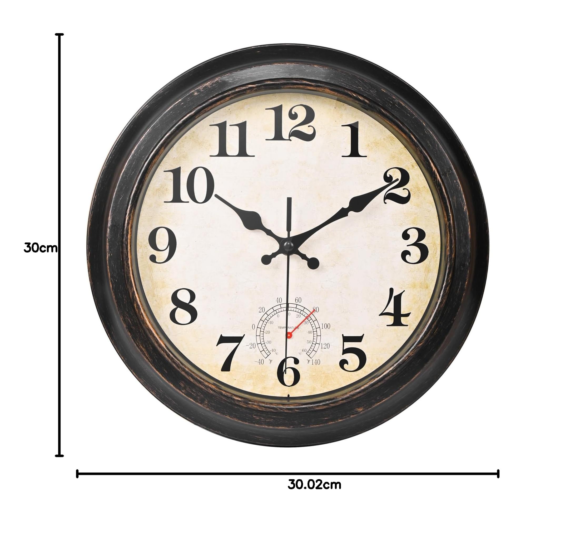 Orologio da giardino impermeabile 30 cm vintage retrò termometro parete bronzo