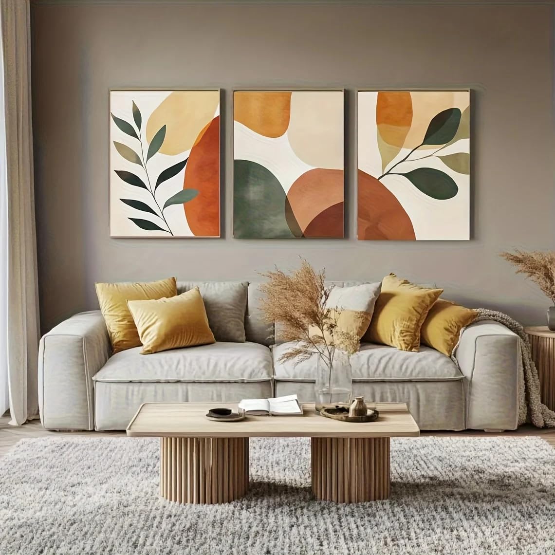 Ltjiajuypd Frameless Vintage Canvas Posters Neutral Abstract Shapes Earth-Toned Wall Art Rustic Decor Terra Prints Living Room Decoration(50X75cm-3Pcs)