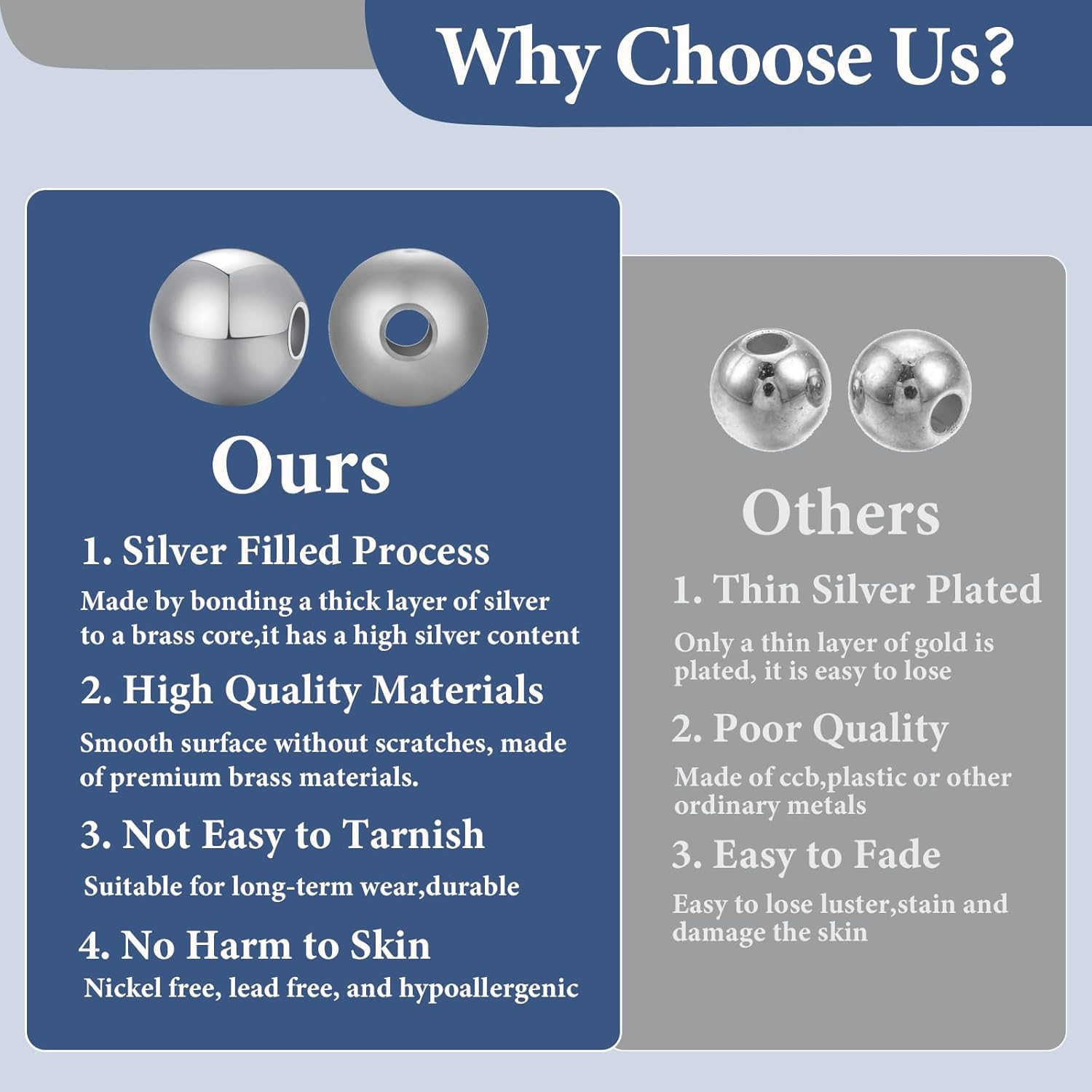 300pcs Silver Beads 4mm Round Smooth Spacer Mini Seamless Brass Beads for DIY Crafts Jewelry Making - Image 4