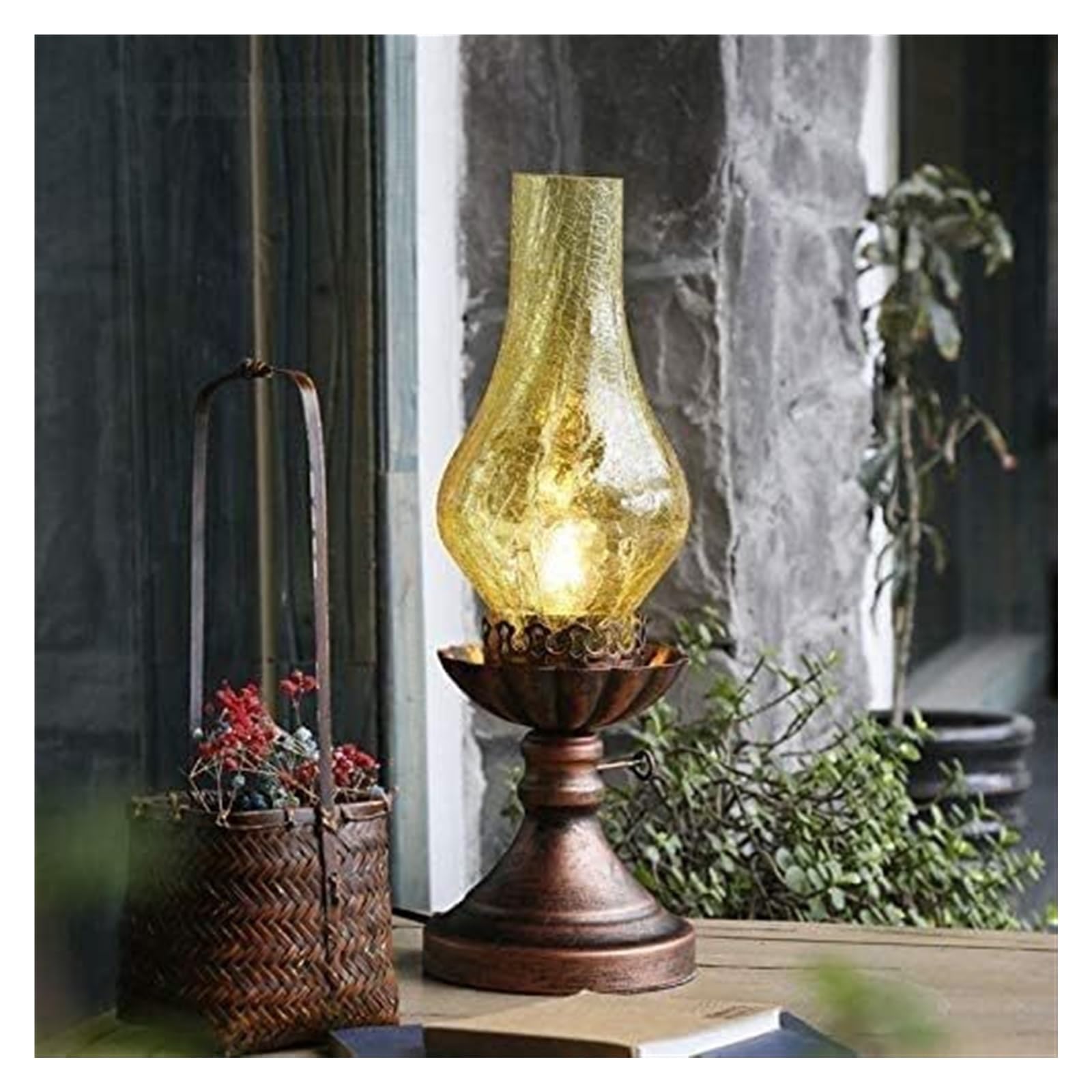 Amazon.co.jp: レトロ灯油ランプランタン防風ガラスオイルランプ