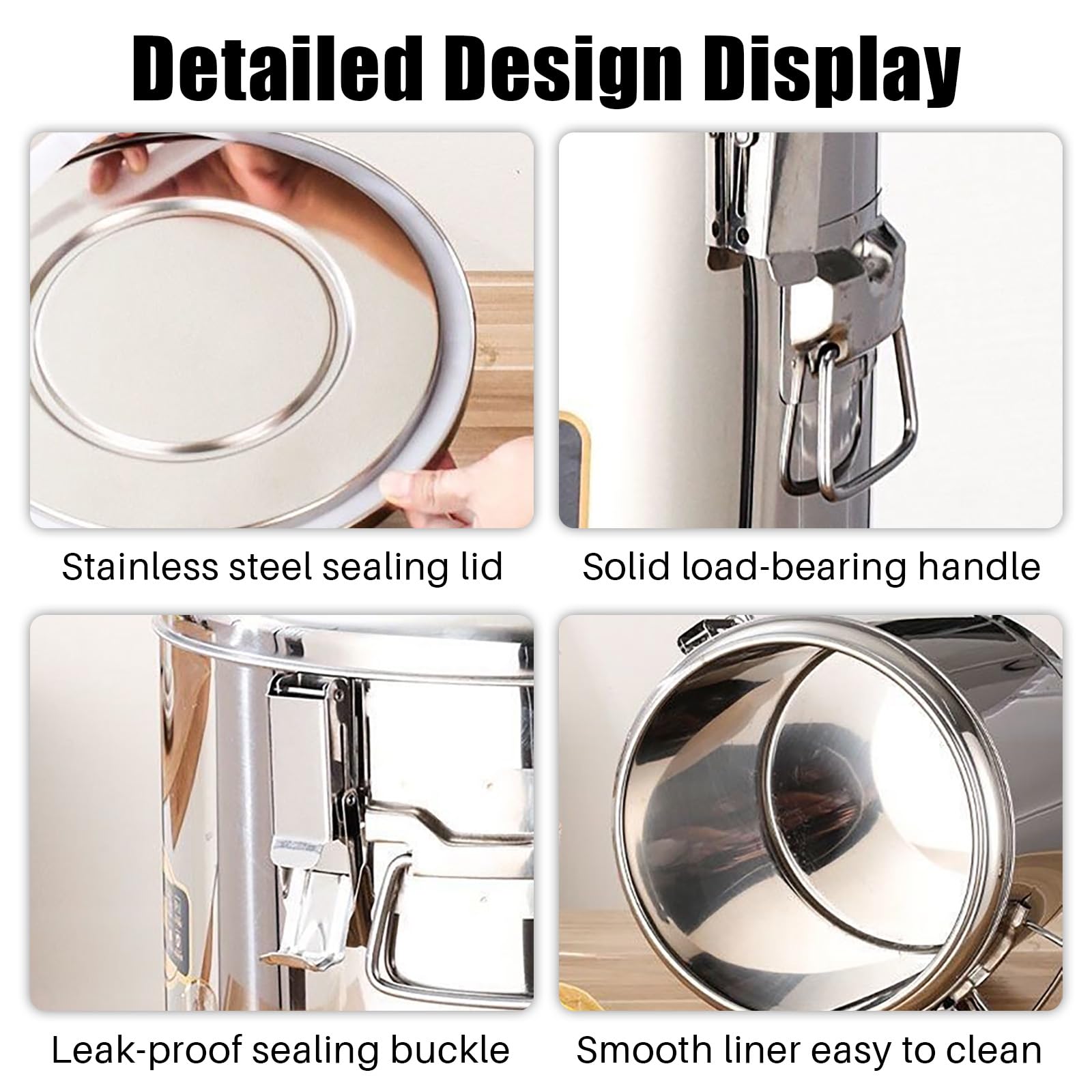 Dispensador De Bebidas De Pared Doble De 10 A 40 L Barril De Acero Inoxidable Con Aislamiento TéRmico Con Grifo Para Almacenar Leche Café Sopas Y Alimentos LíQuidos,10L