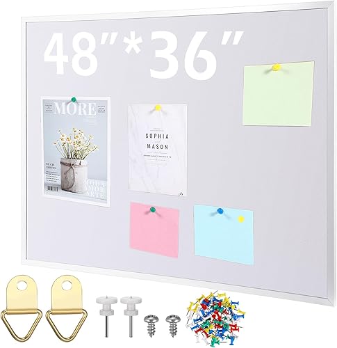 Teling Tablones de anuncios enmarcados de corcho blanco para montar en la pared, tablero de anuncios de madera, tablero de anuncios decorativo