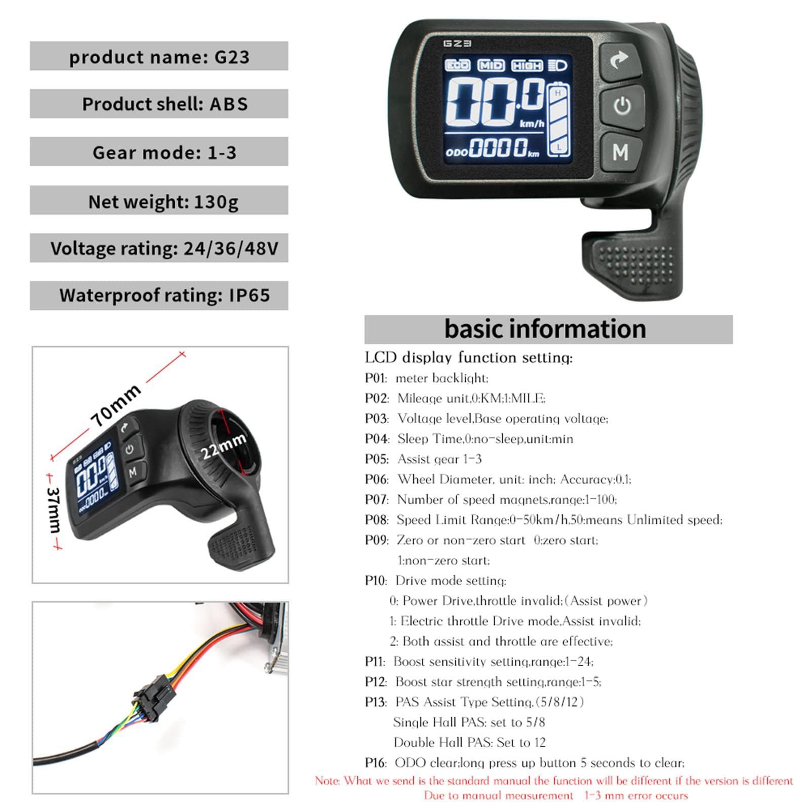Kunray 24-48V 350W Brushless Motor Controller Mit LCD Anzeige Dualmodus E Scooter Controller 24V 17 Ampere Zum Elektrisches Go Kart Elektroroller Brushless Controller Kit