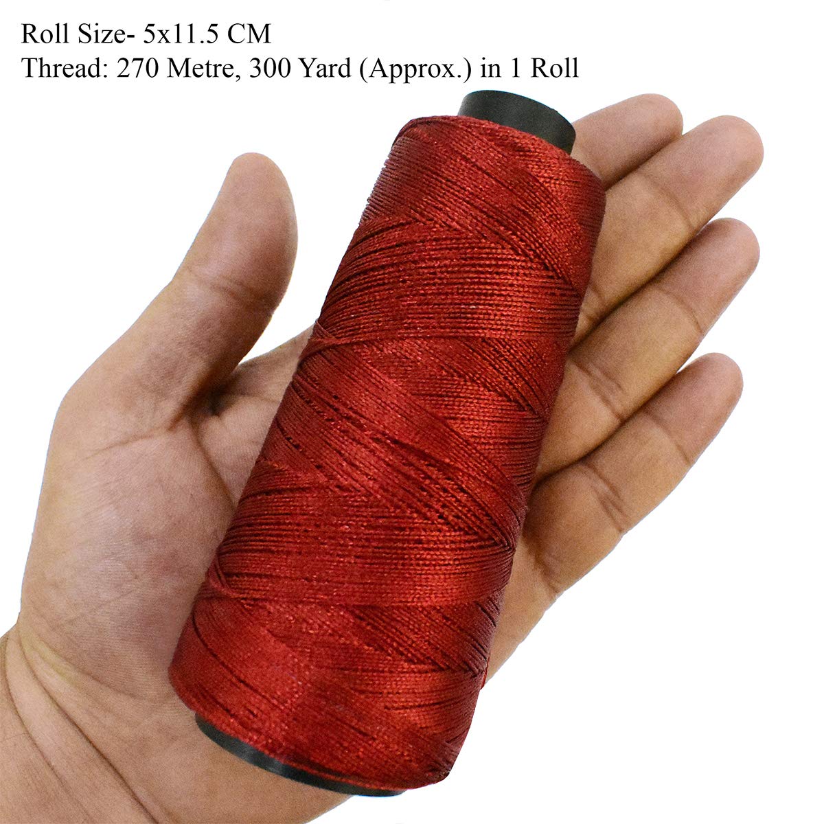 Embroiderymaterial 0.5 MM Thick Metallic Zari Threads for Jewellery Making, Bracelet Making, Zari Thread for Aari Work, Embroidery Work, Dori/Rope, Safe to use in Machine (274 Meters/Ruby Red Color) 1