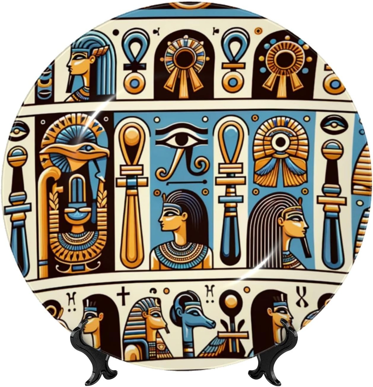 Egyptian-Symbolic-Heritage 10 Inch Decorative Plate With Stand, Elegant Display Wall Plate For Home Decor