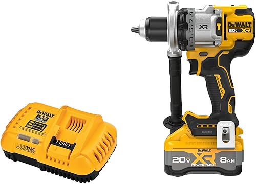 DEWALT Kit de taladro de martillo inalámbrico de 12 pulgada MAX XR de 20 V con batería de 8 Ah y cargador (DCD1007WW1)