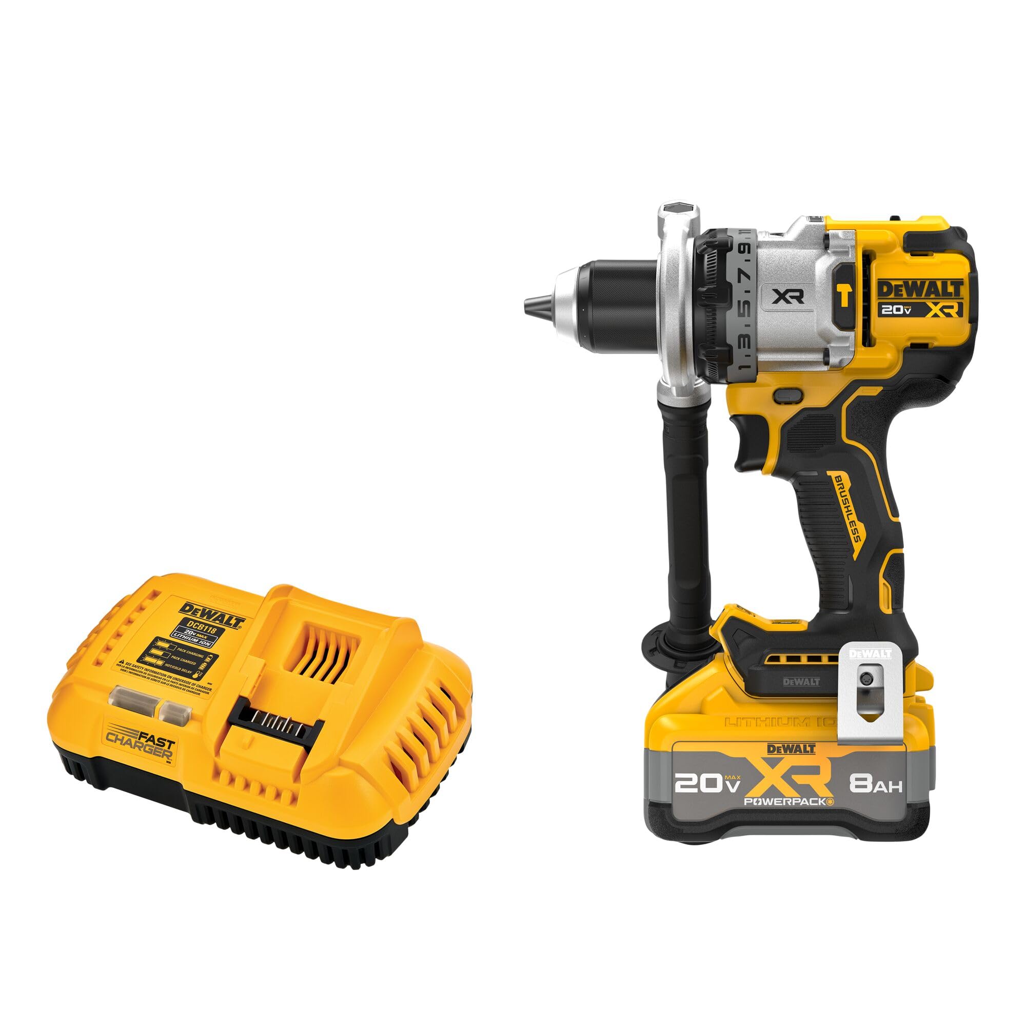 20V MAX XR 1/2 Inch Cordless Hammer Drill Kit with 8AH Battery and Charger (DCD1007WW1)