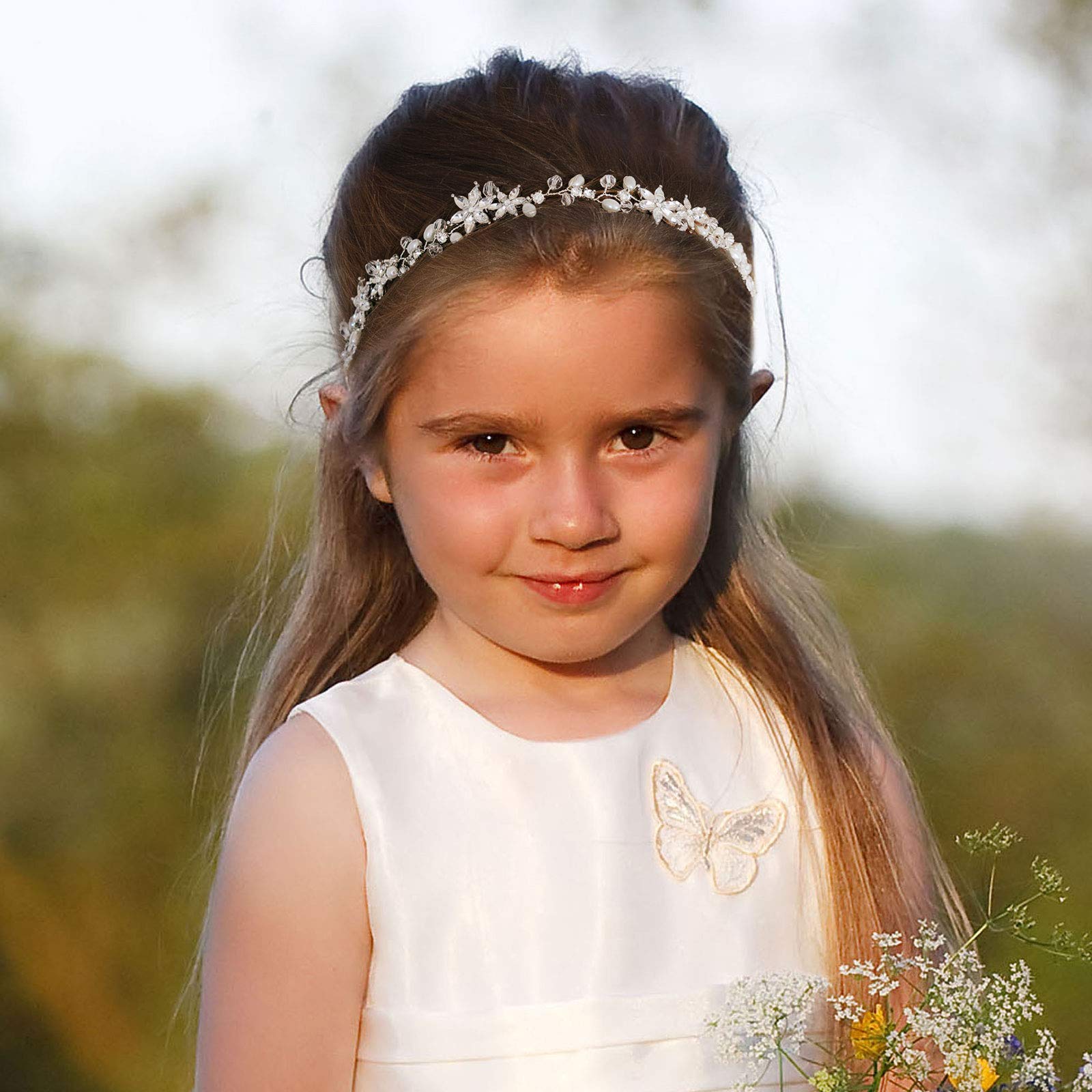 Amazon.com : SWEETV Gold Flower Girl Headpiece for Wedding Crystal