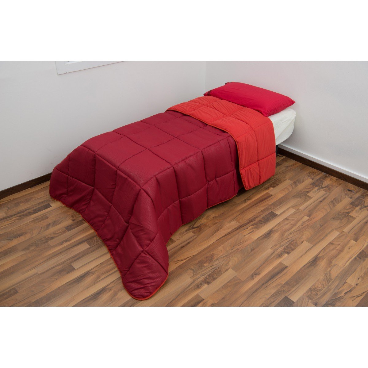 Piumone Trapunta Microfibra t.u.Double Face Art.Cortina 1p Rosso/Bordeaux Singola