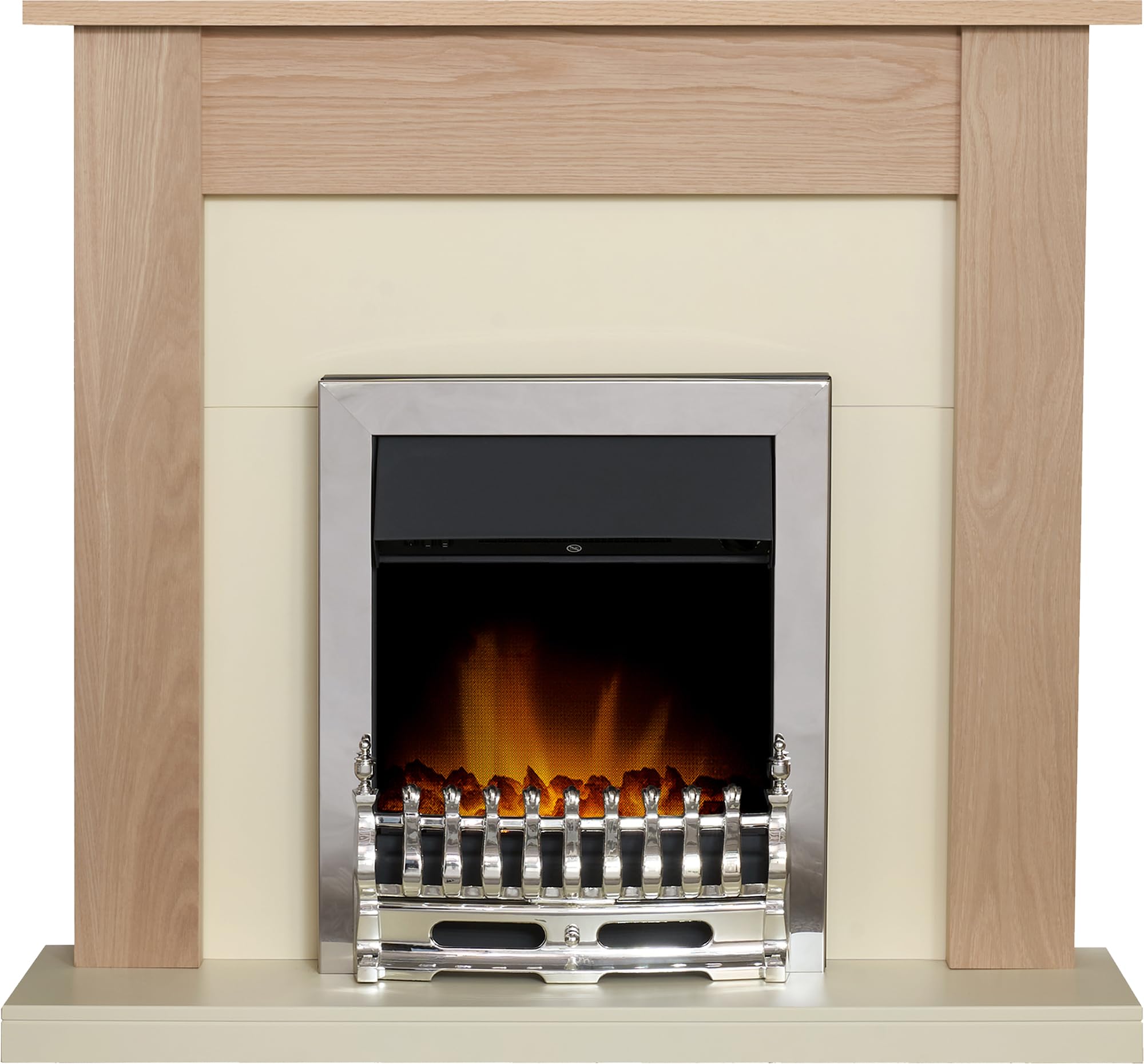 Adam Southwold Fireplace In Oak & Cream With Blenheim Electric Fire In Chrome, 43 Inch