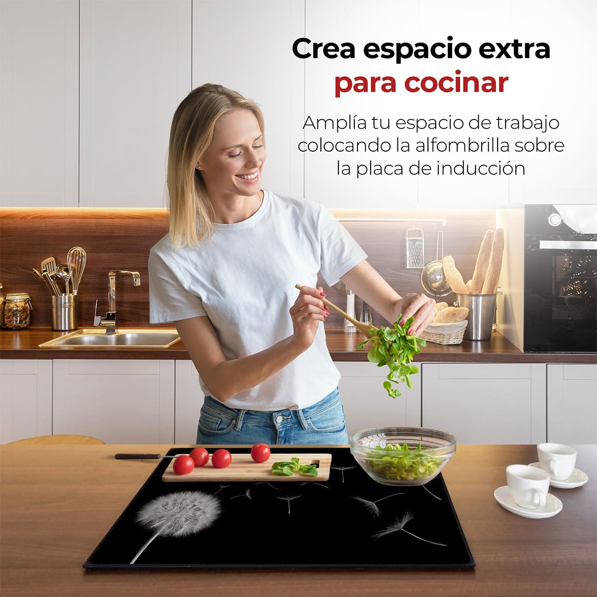 Cubre Vitrocerámica Diente de león - 80x52 cm - Protector Vitroceramica Induccion - Tapa Protectora para Induccion - Panel Antisalpicaduras Cocina