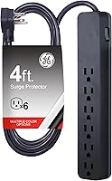 Vista 7 de GE home electric GE - Protector SurGE de 6 tomas, paquete de 4, cable de extensión de 15 pies, 800 julios, enchufe plano, cubiertas de seguridad